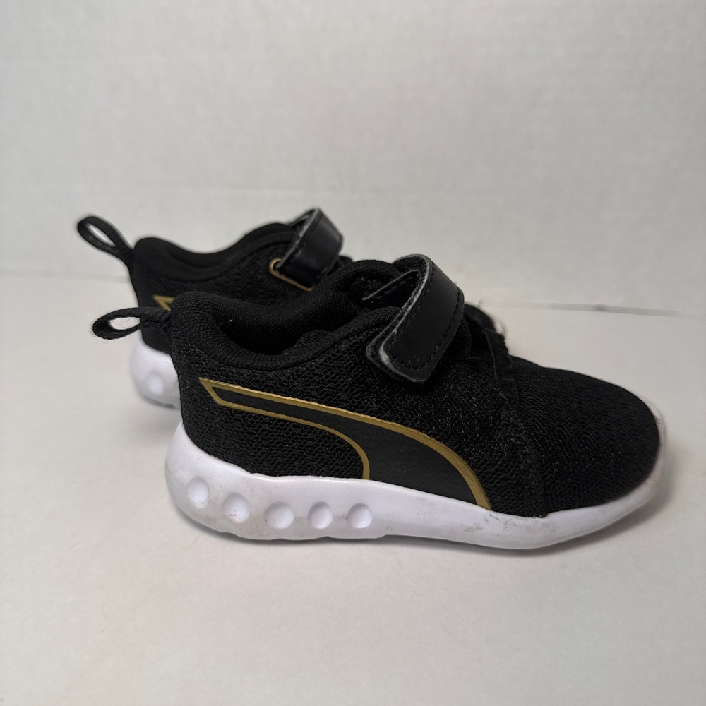 Puma Carson 2 V Kids Running Shoes Sneakers Black Gold 193236-01 Size 4C Toddler